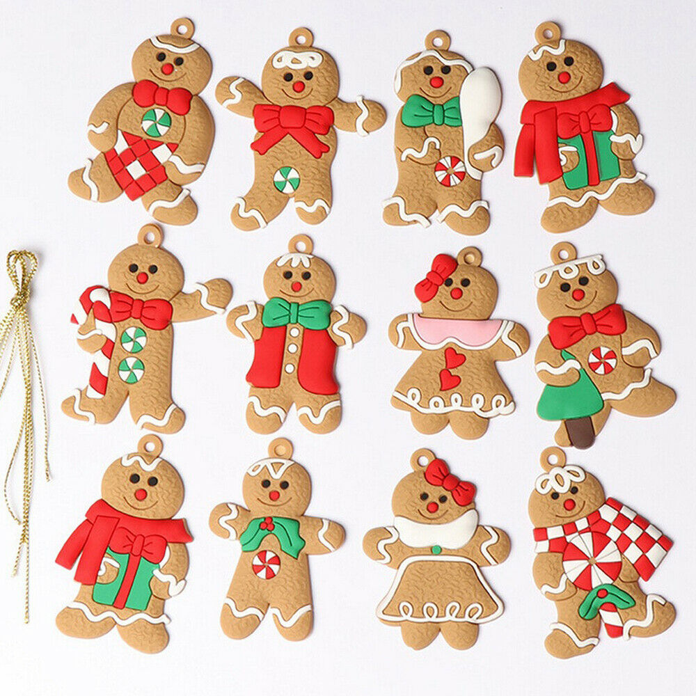 Gingerbread Man Christmas Tree Ornaments 12 PCs Soft PVC  Living Room Decoration