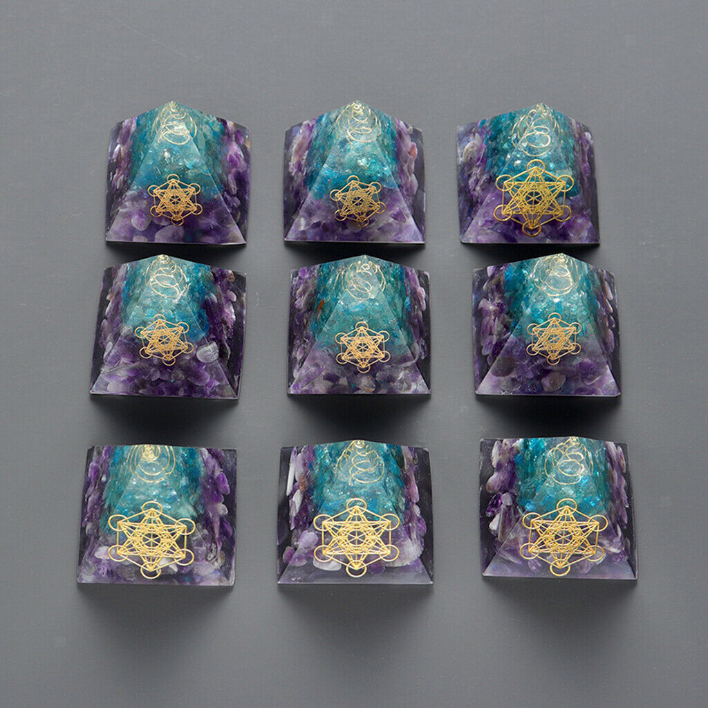 Natural Purple Amethyst Orgone Pyramid Office Yoga Studio Quartz Crystals