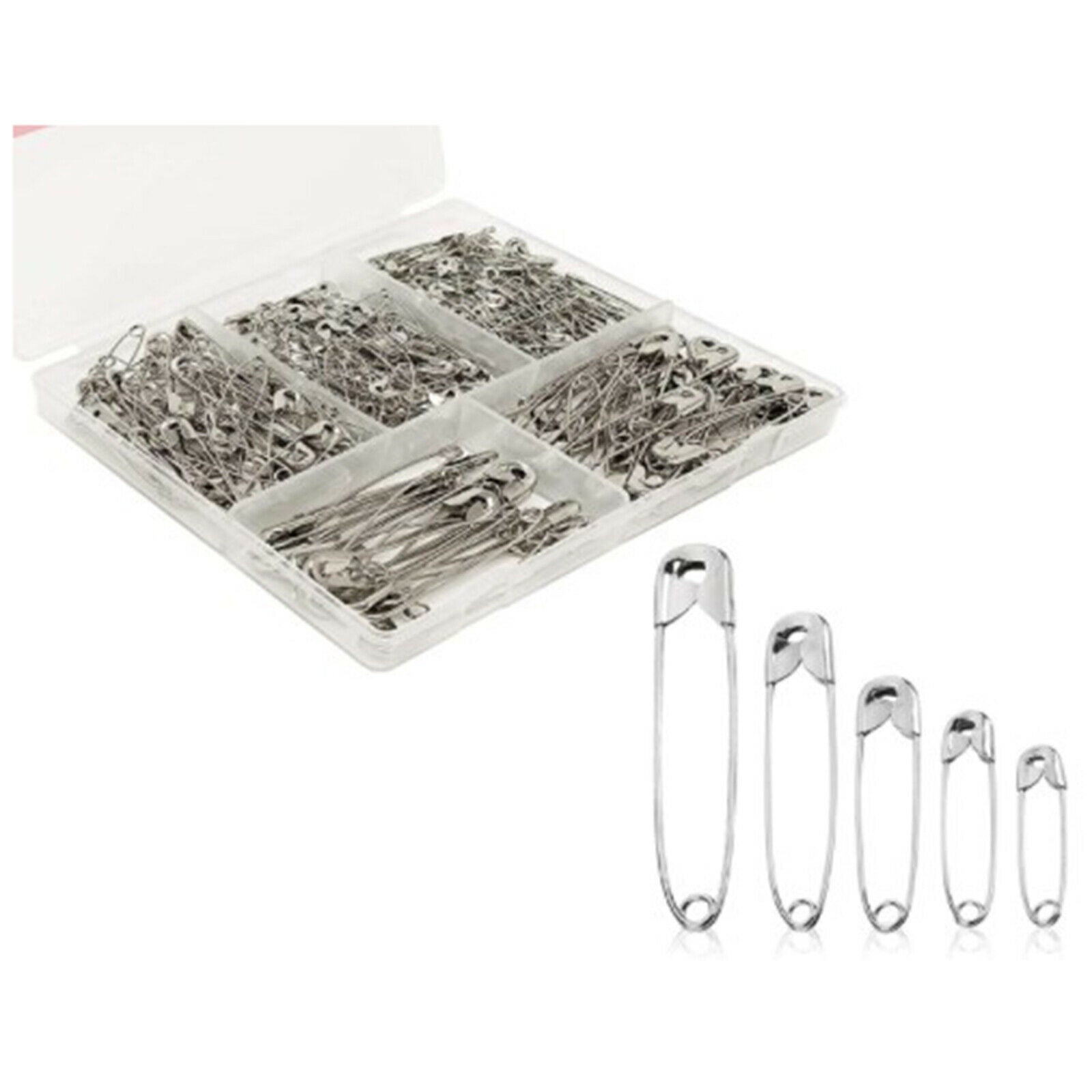 460Pcs Stainless Steel Safety Pins Steel Duty Heavy Large Size 19-54mm Set