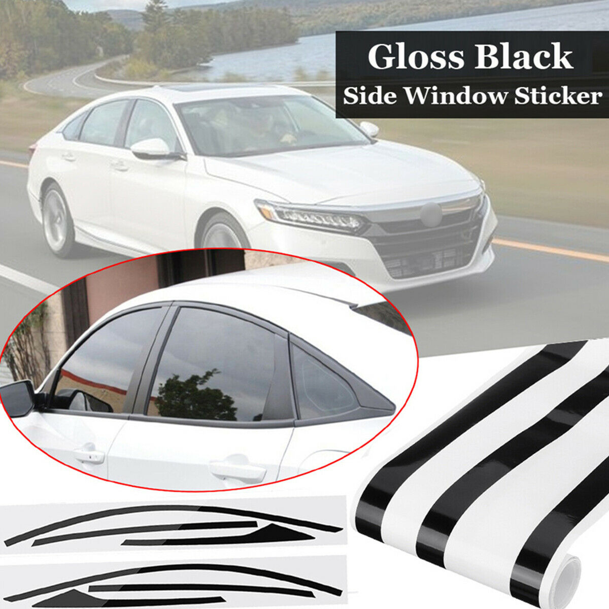 6 Pieces Chrome Vinyl Trim Blackout Left And Right Car Door Window Trim Stickers