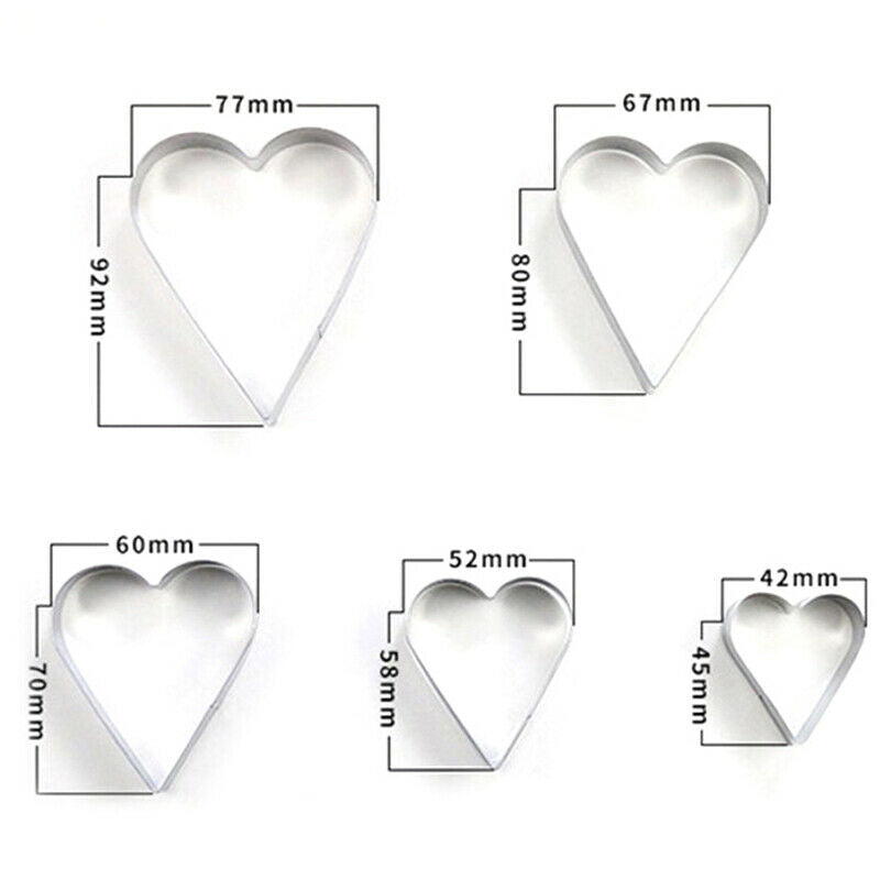5pcs/set Heart Shape Cookie Cutter Cake Decorating Tools Fondant Fondant .l8