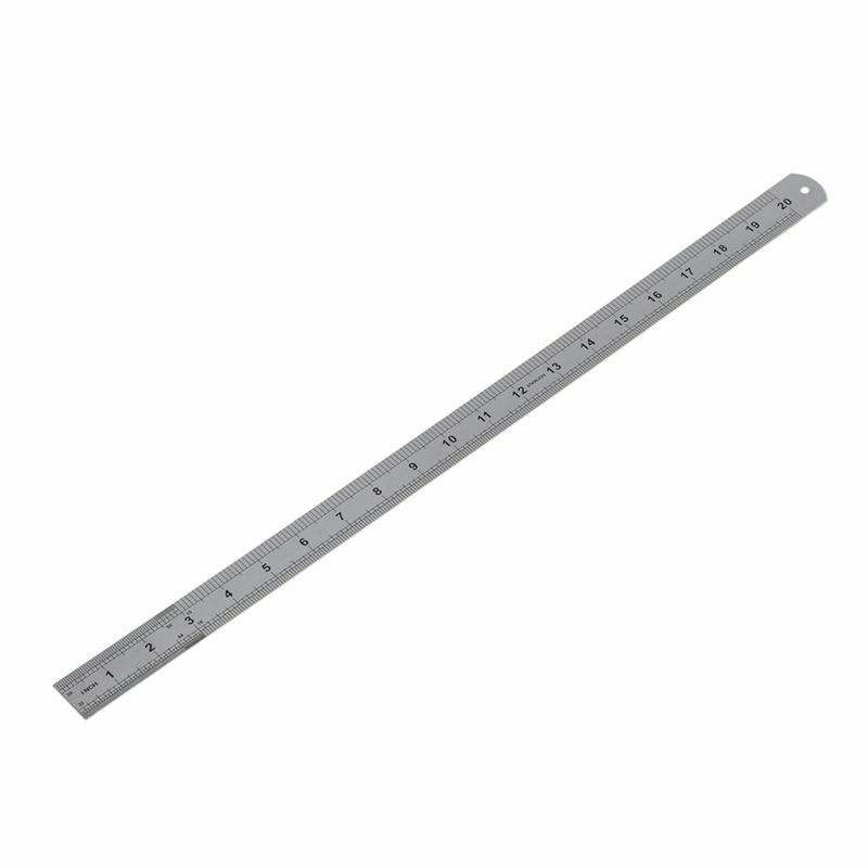 Double Side Scale Stainless Steel Straight Ruler Measu Tool 50cm Q2C9C9