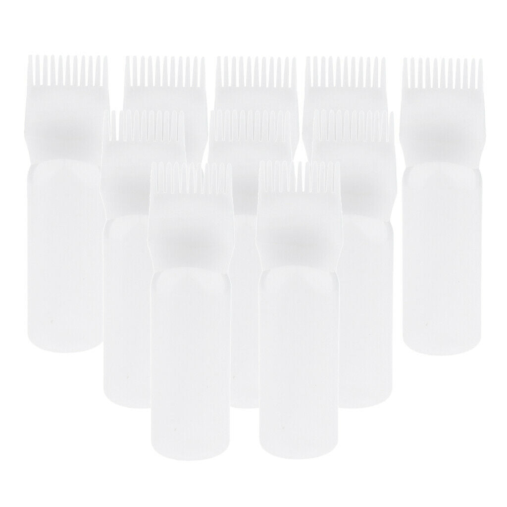 10Pcs 60ml Hair Dye Bottle Applicator Scalp Treatment Highlight Comb White