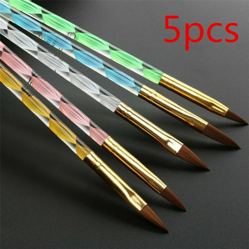 5pcs Nail Art Brushes Set UV Gel Acrylic Tips Polish Beauty Manicure Pen Tools !
