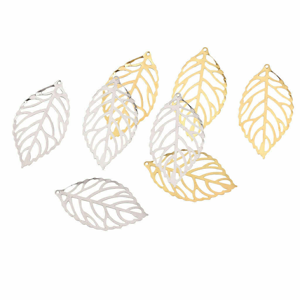 200 Pieces Hollow Filigree Charms Leaf Pendants Jewelry Findings Accessories