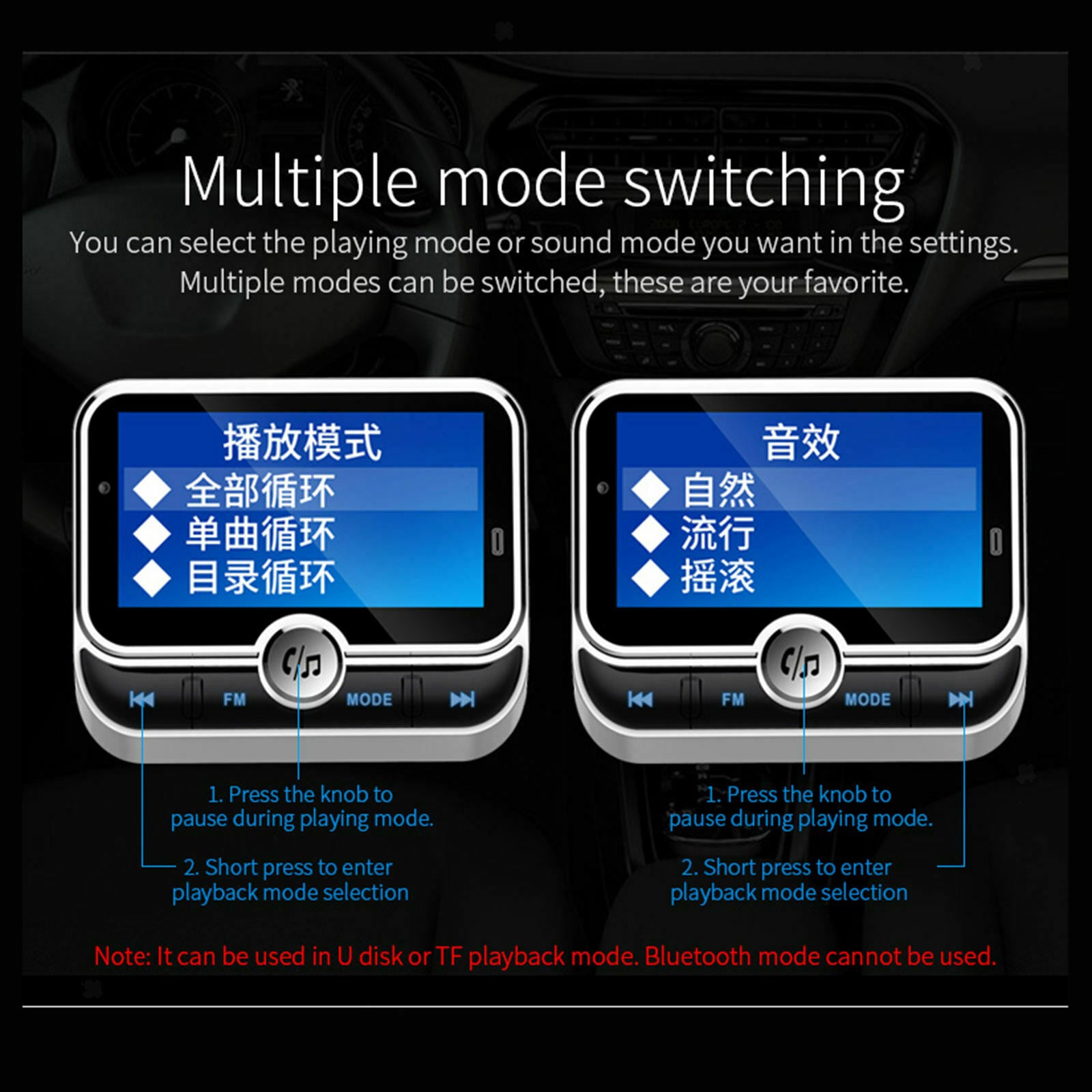 Bluetooth FM Transmitter Car Charger Quick Charging Handsfree Calling
