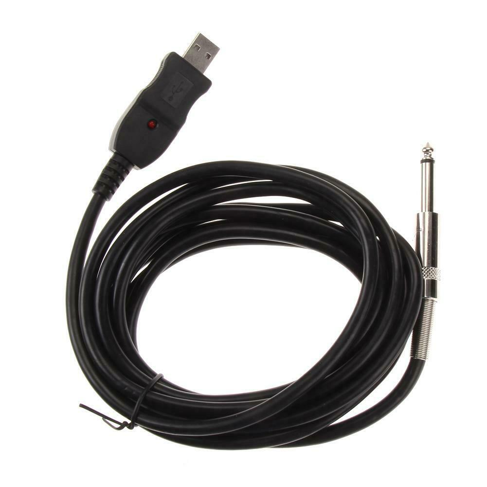 Guitar Bass 1/4'' 6.3mm To USB Link Connection Instrument Cable Adapter @