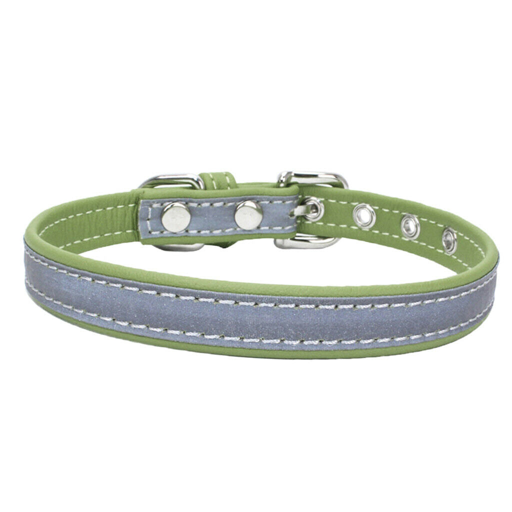 Reflective Personalized Safety Dog Collars for Dogs Puppy Adjustable Green-M