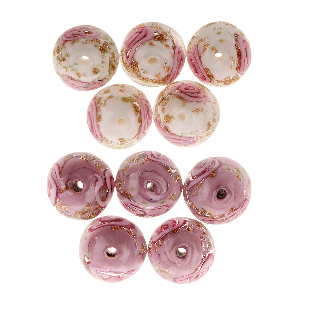 10pcs Glitter Lampwork Glass Beads for Jewelry Making Beading DIY Craft 12mm