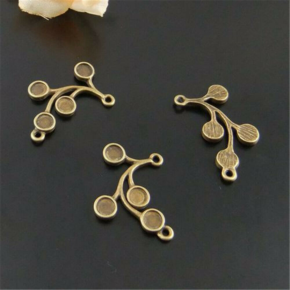 20 pcs Antiqued Bronze Tree Branch Bezel Charm Pendant Earring Findings 31x17mm