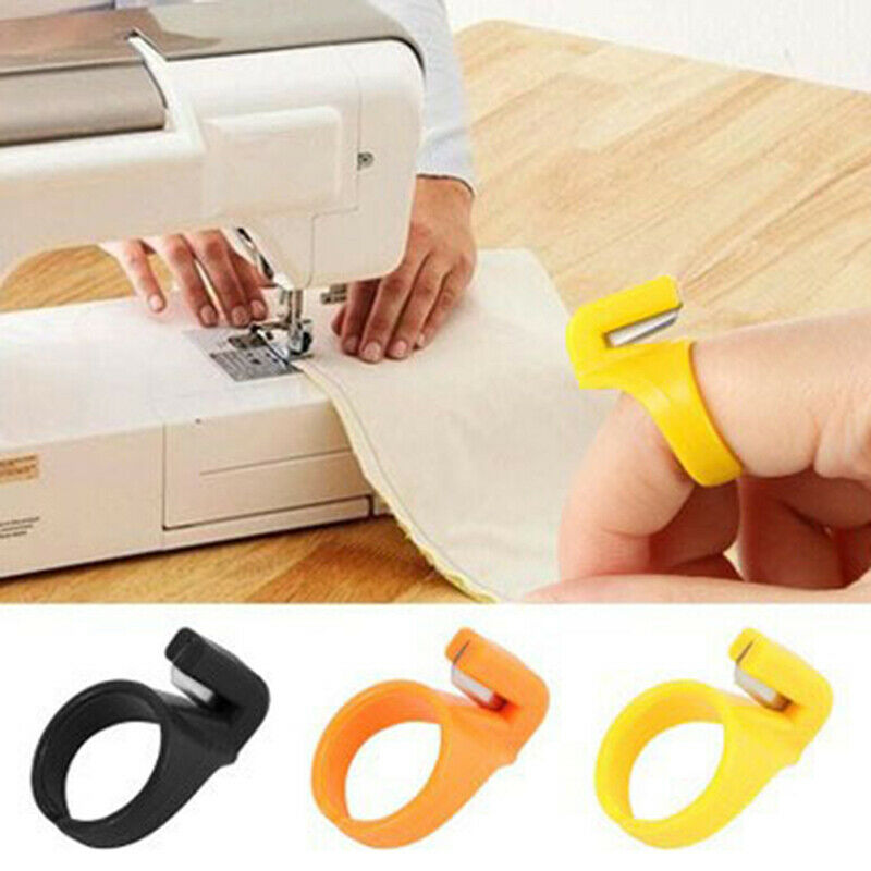 3pcs Plastic Sewing Thimble Ring with Blade Finger Thimble Thread Cutter ToY1