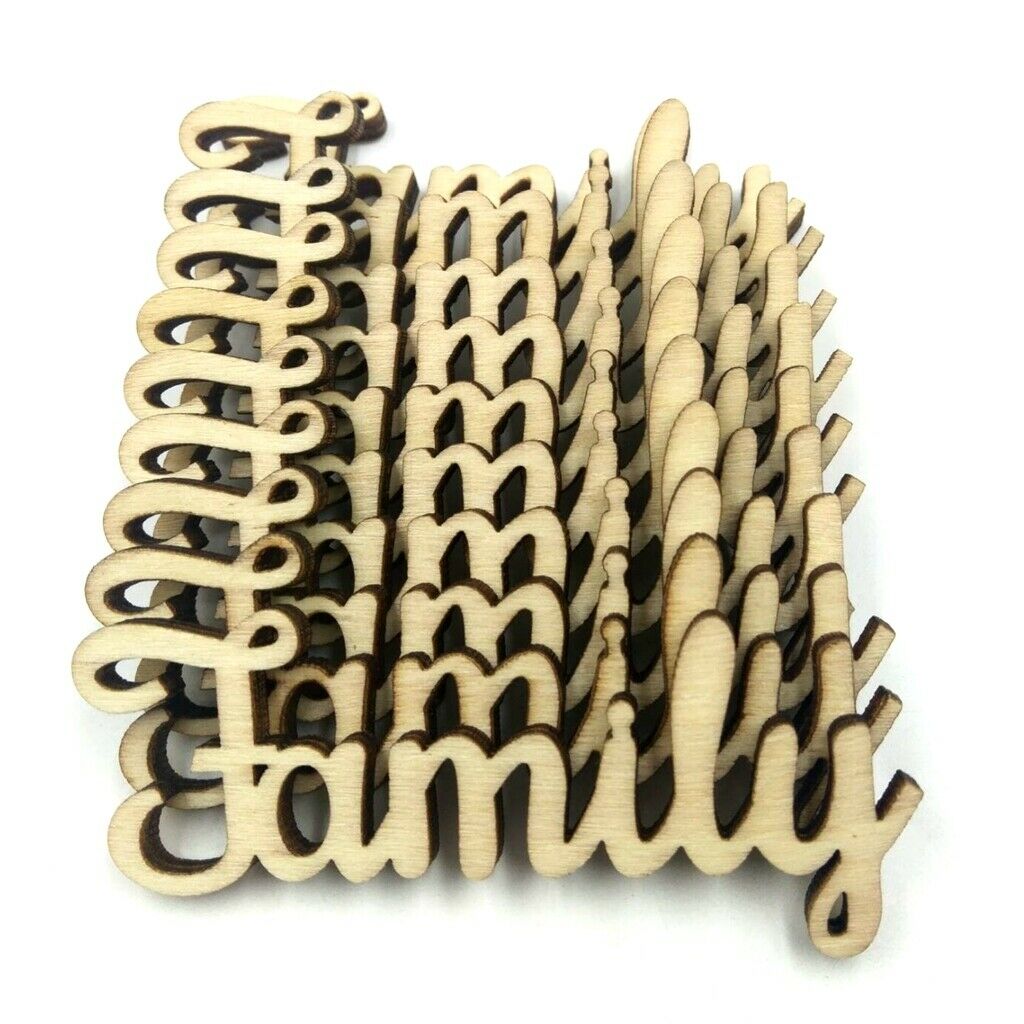 10 Pcs Cut out Wooden Words ''Family'' Sign Home Wedding DIY Decorations