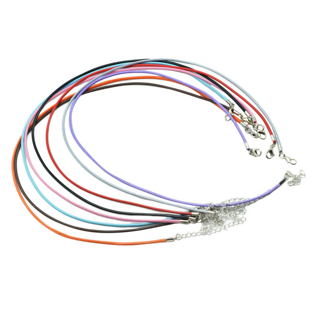 8Pc Mix Waxed Necklace Cord Chain with Lobster Claw Clasp DIY Jewelry Making
