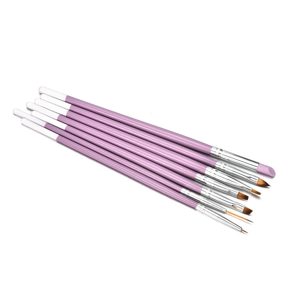 7Pcs Nail Brush Paint Liner UV Gel Gradient Cuticle Remove Tools Acrylic Pen Set
