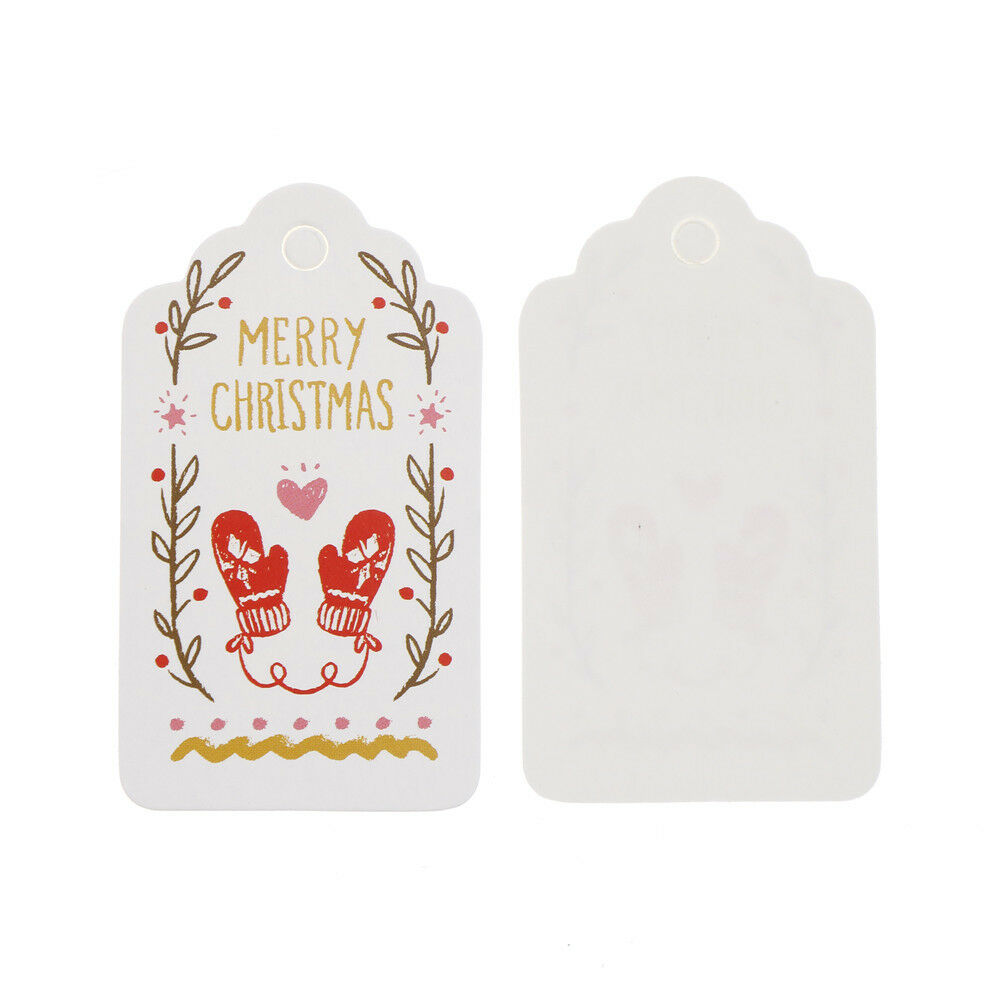 50pcs Merry Christmas Kraft Paper Gift Tags Label Hanging Cards With Strin.l8