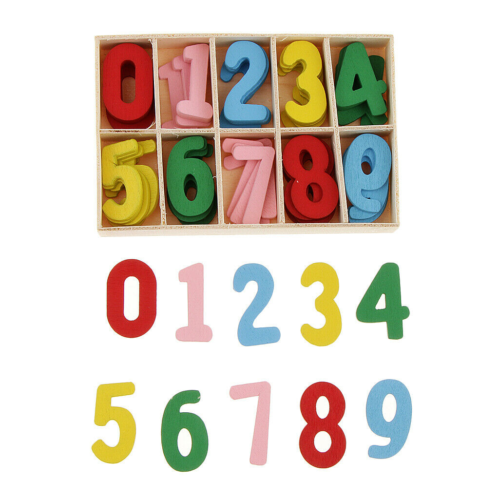 60x wood 0 9 Arabic number pieces for children children early learning