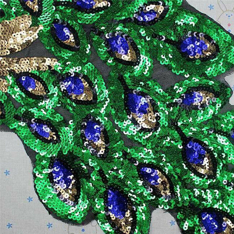 Women Sequin Peacock Embroidery Applique Patch Sew On Clothes Accessory.l8
