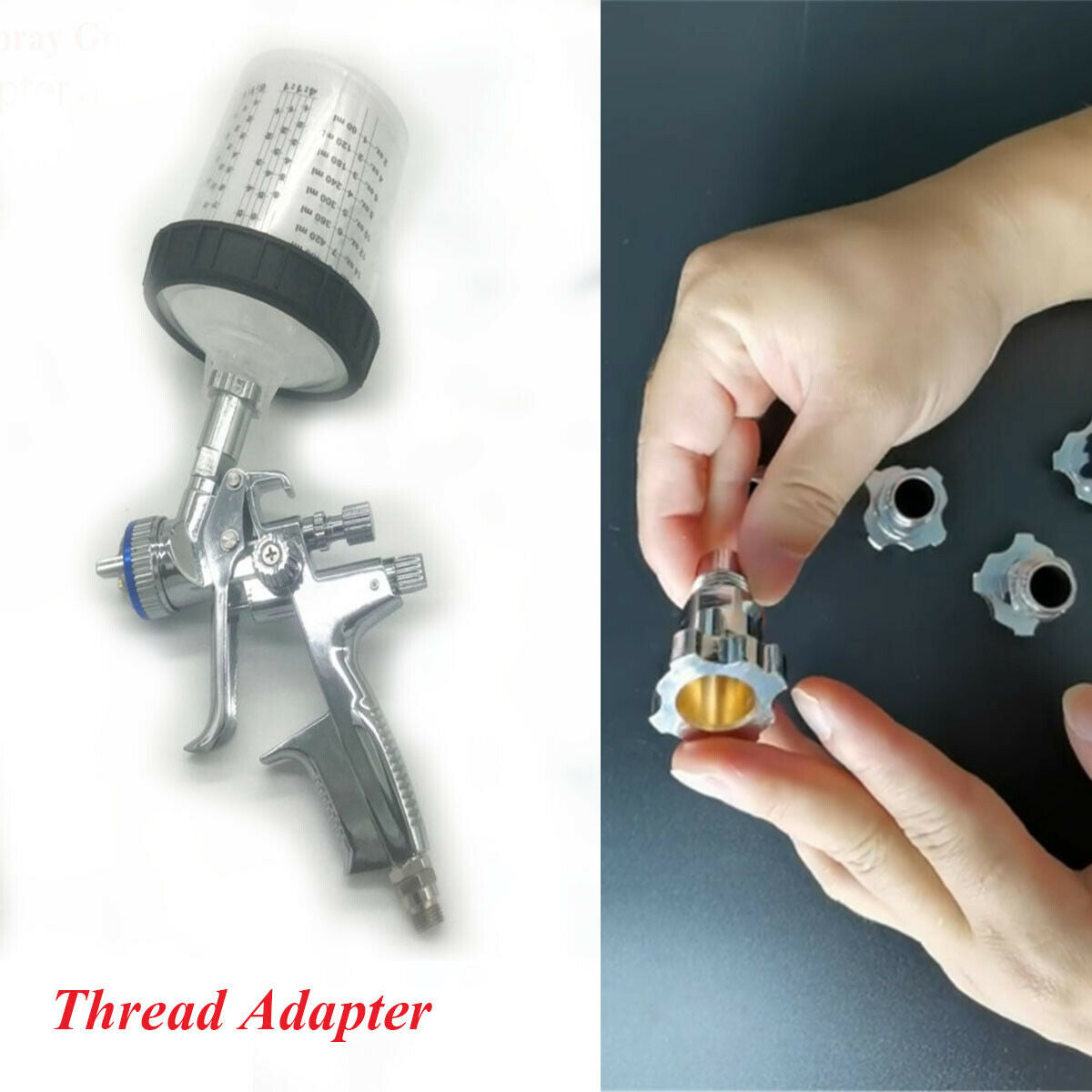 M16mm x2 External Copper Adapter Paint Mixing Cup Kit For 600cc External Cup Gun