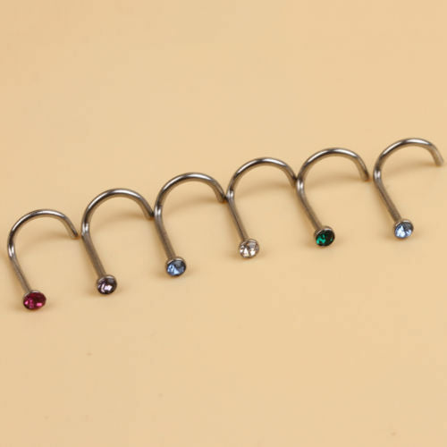 Reliable Mix Colors Rhinestone Nose Studs Screw Ring Bone Bar Body Pierci.l8