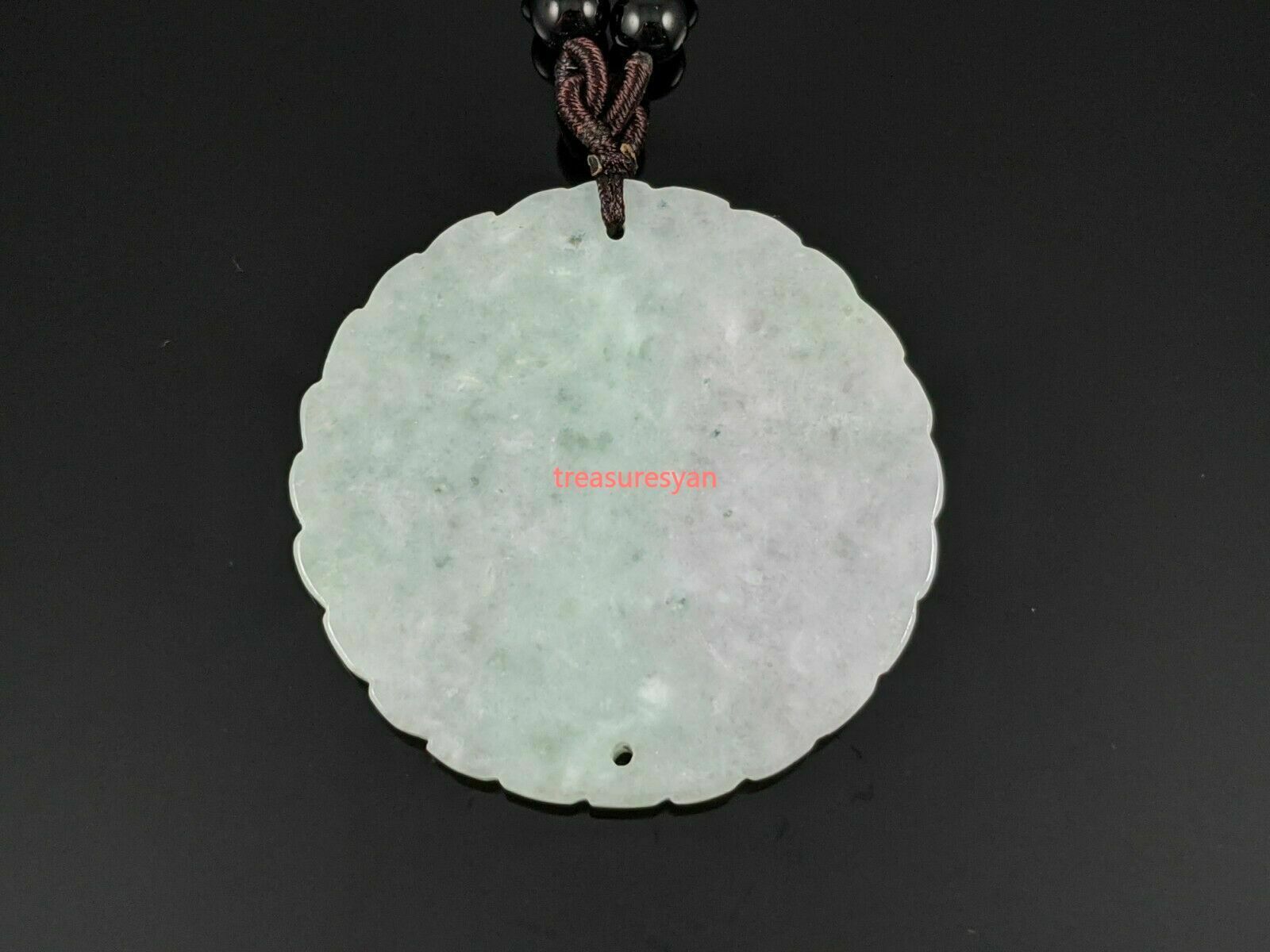 Natural Burmese Grade A Jadeite Jade Chu Ru Ping An Pendant with Woven Necklace
