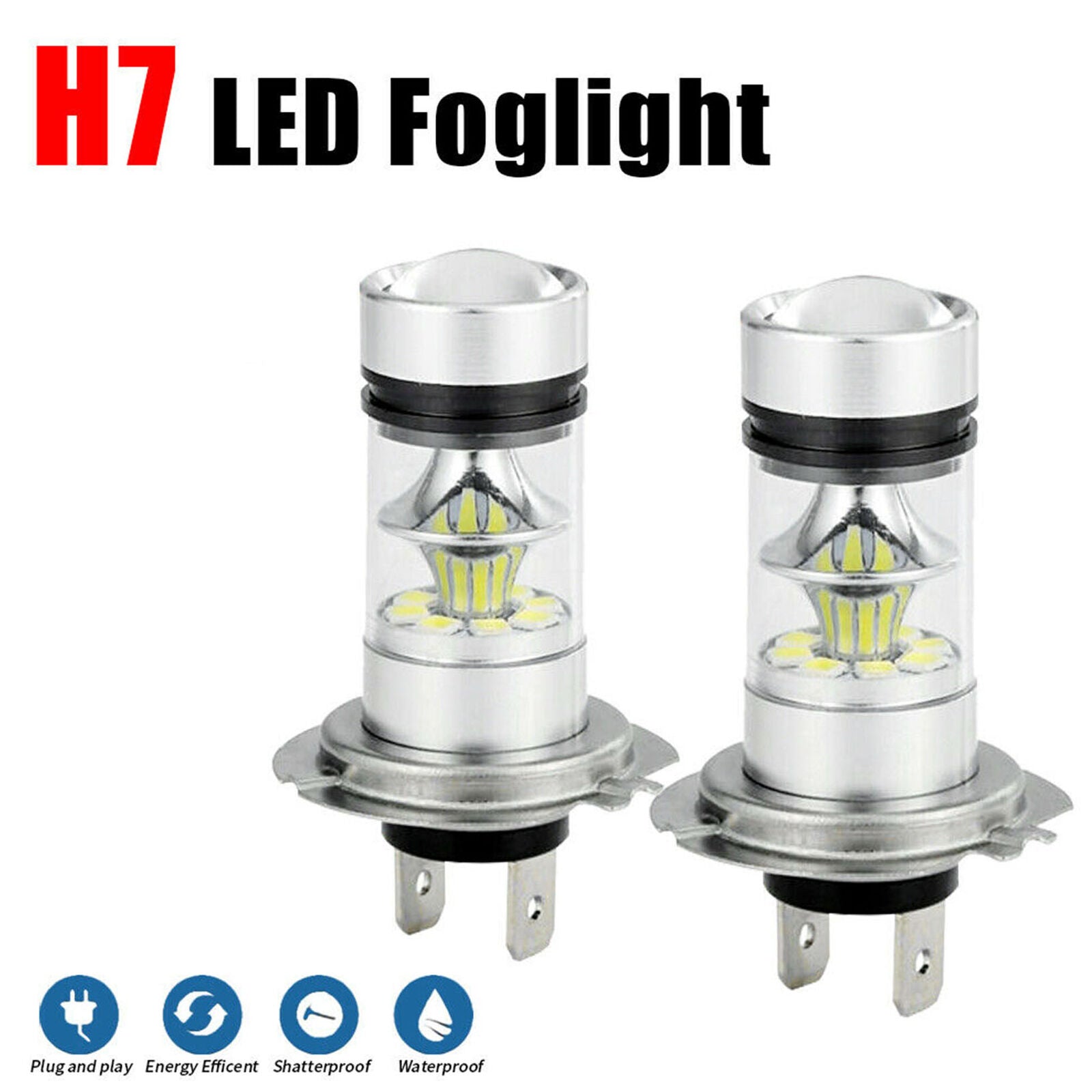 2x H7 Led Headlight Kit 6000k Xenon White Long Distance Low Beam Bulbs Car Bulbs