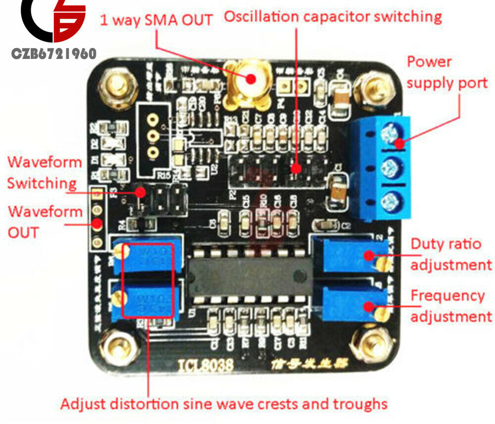 0.001MHz-300KHz ICL8038 Low-frequency Signal Generator Module Arbitrary Wave