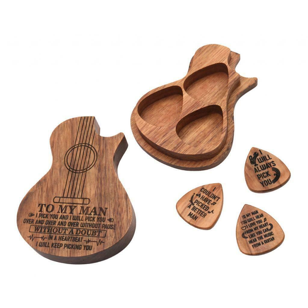 Pack of 3 Olive Wood Guitar Pickups Handmade w/ Wood Box Guitar Accessory