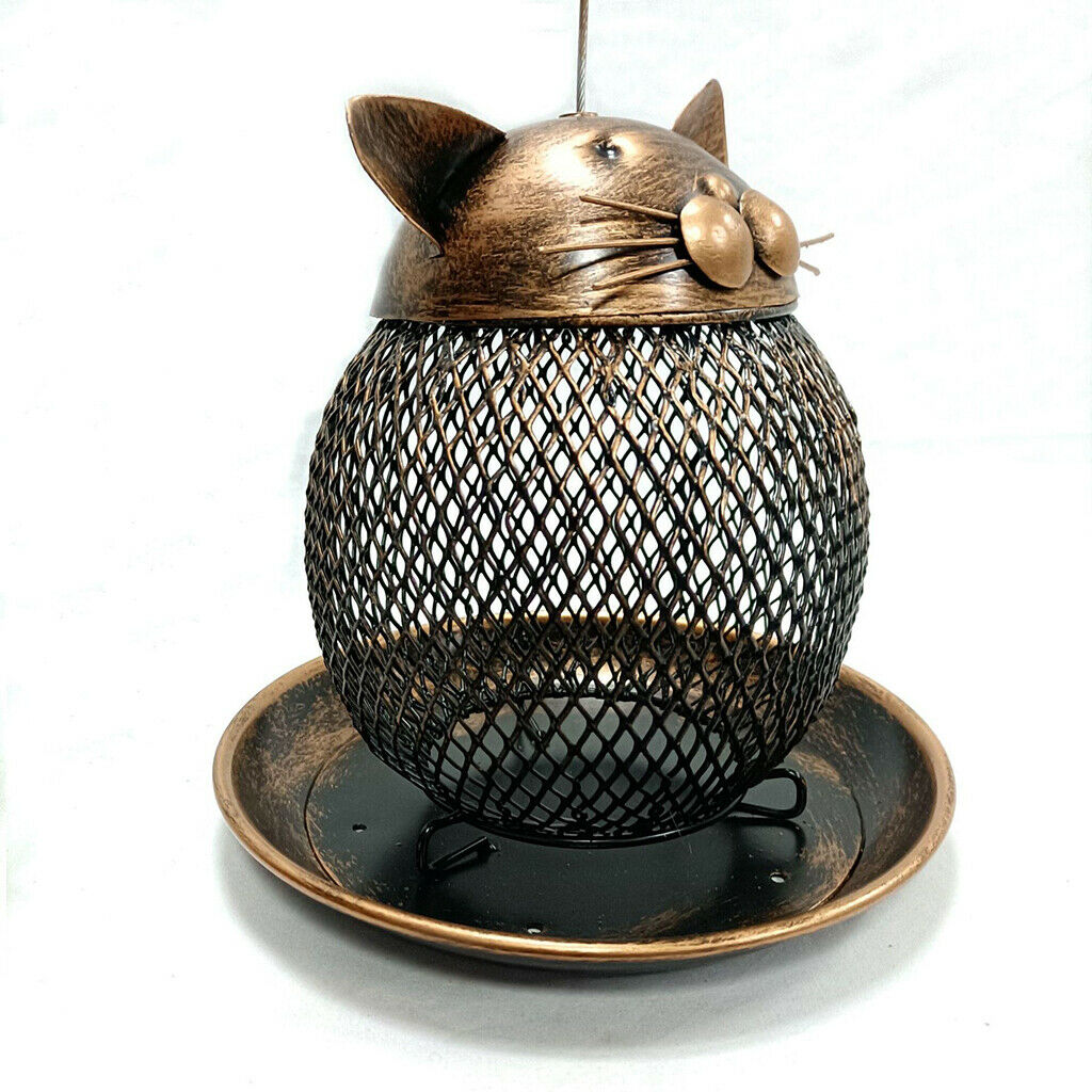 Wild Bird Feeder Cat-Shaped Feeding Nuts Food Dispenser Garden Decoration