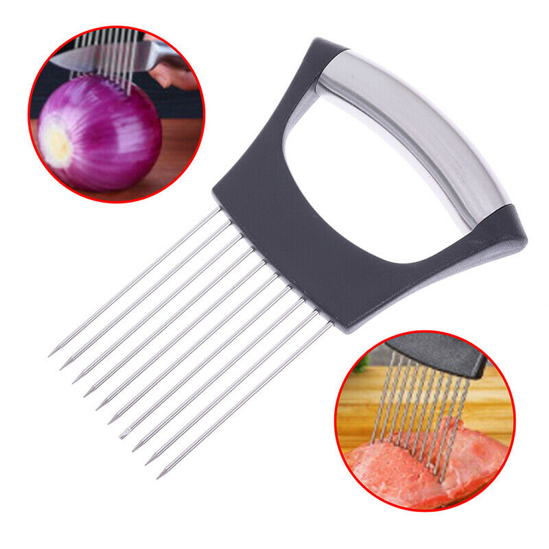 Stainless Steel Onion Holder Vegetable Potato Food Slicer Cutter Peeler Chop Tt