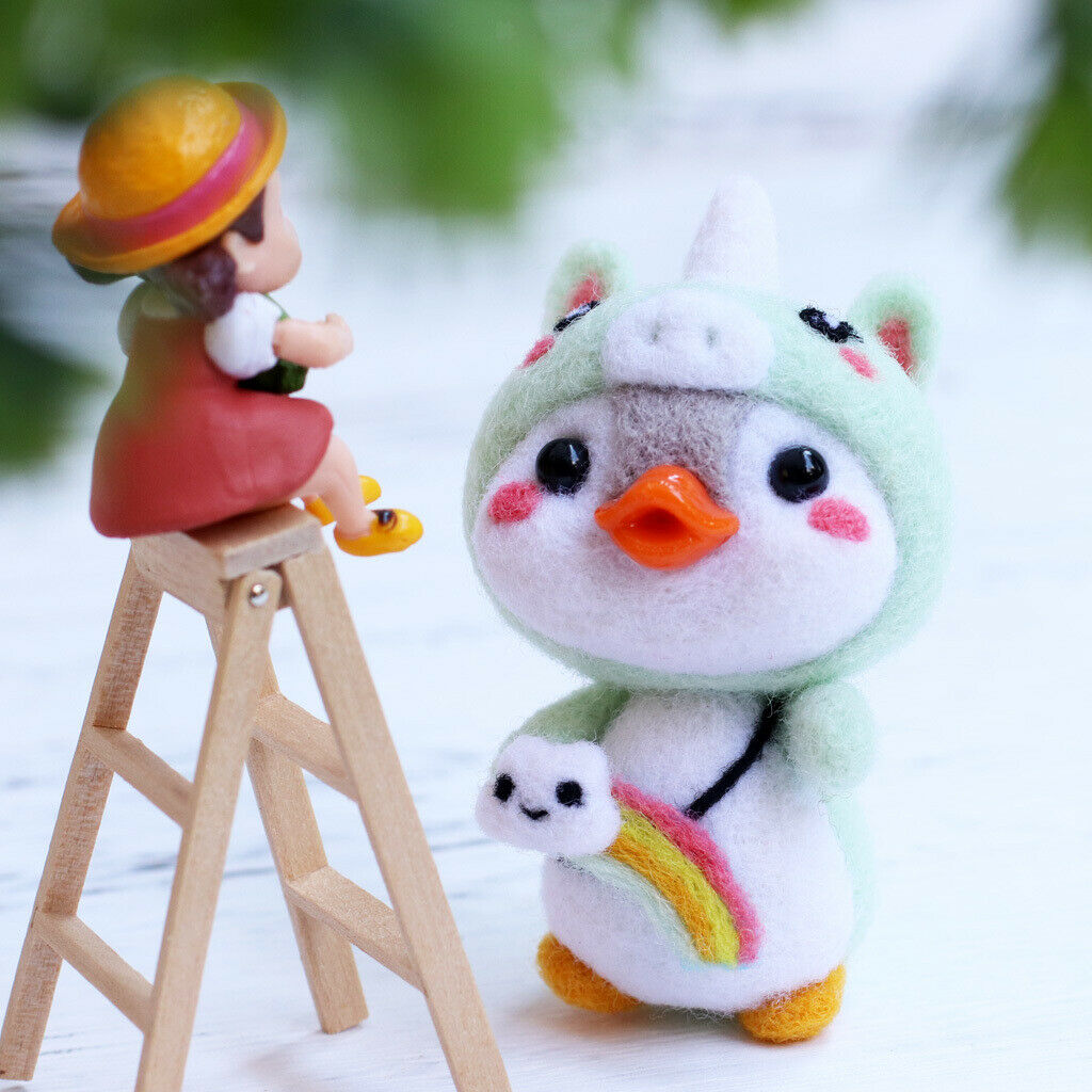 5pcs Lovely Penguin Animal  Felting Kit With Basic Tools For Beginners