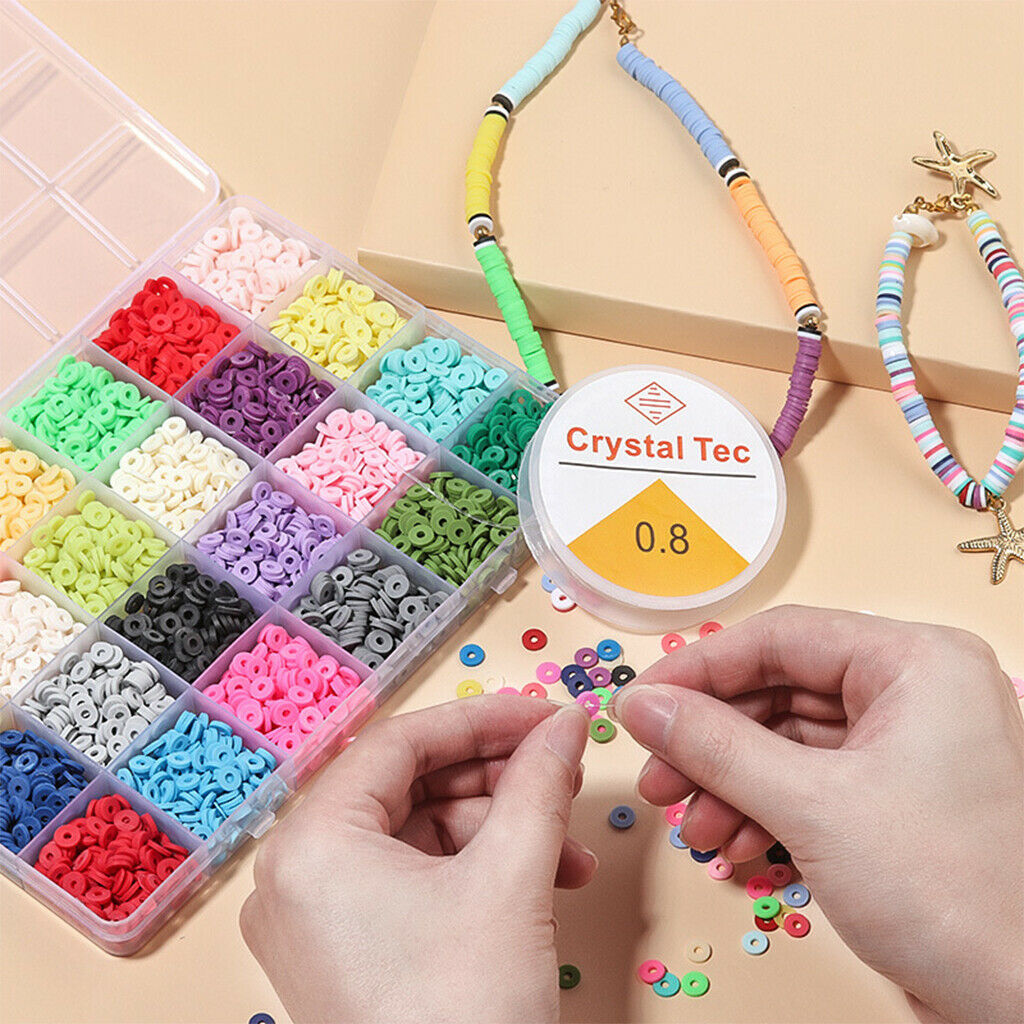 5848 Pcs Clay Heishi Beads Disc Beads Kit for Bracelets Necklace Handmade