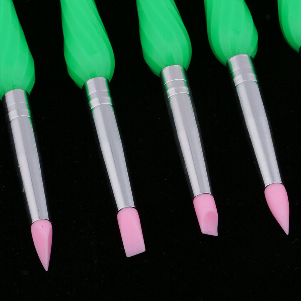 5pcs Professional Nail Art Brush UV Gel Polish Drawing Liner Painting Pen Green