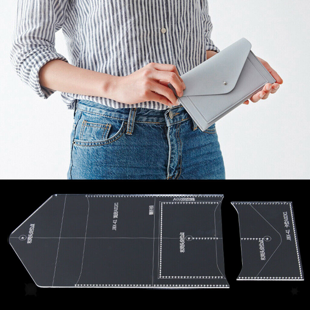 2Pcs   Clear   Acrylic   Wallet   Pattern   Stencil   Template   Purse   Leather