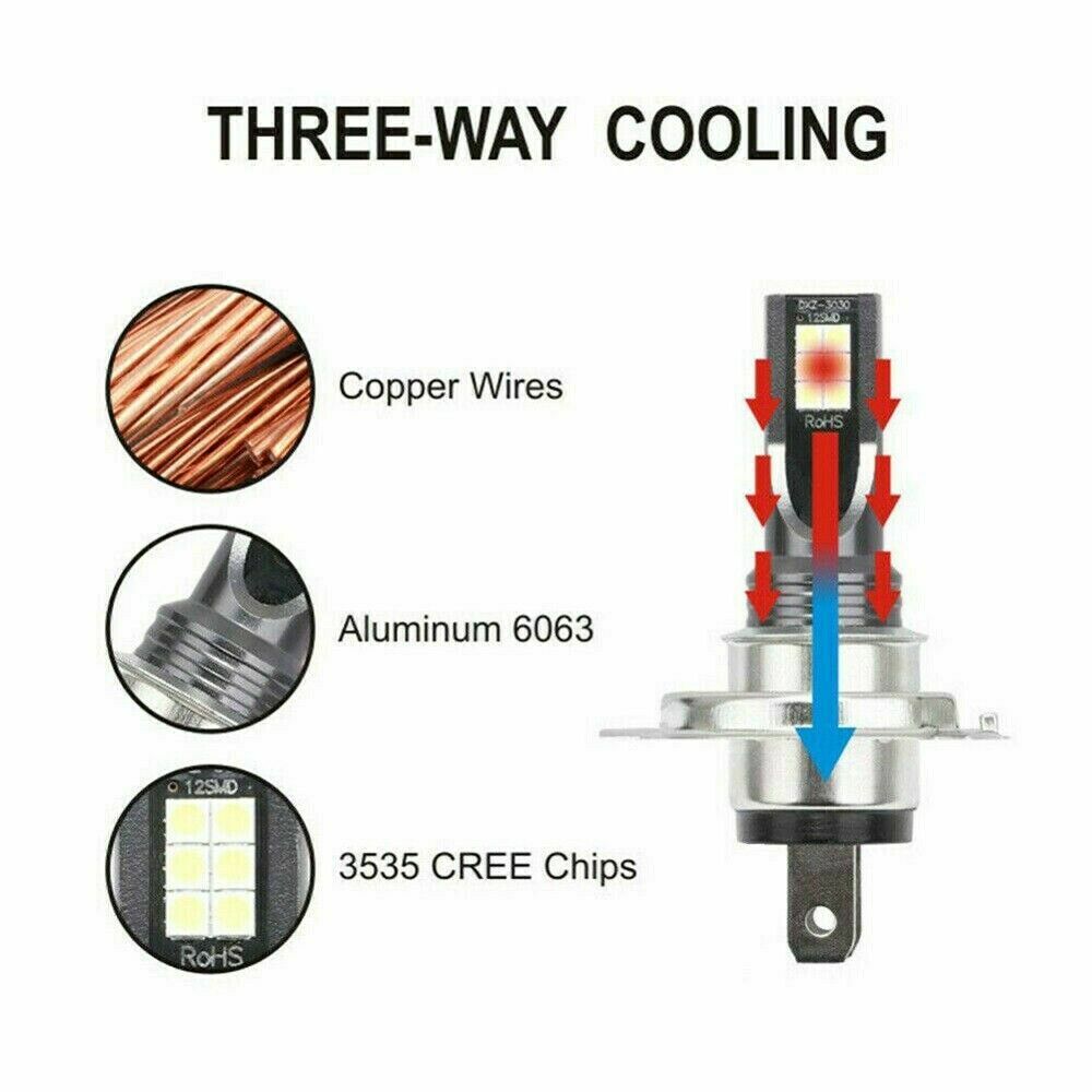 Pair 9003 H4 LED Headlight Bulbs Kit High-Low Beam Super Bright 80W 8000LM 6000K