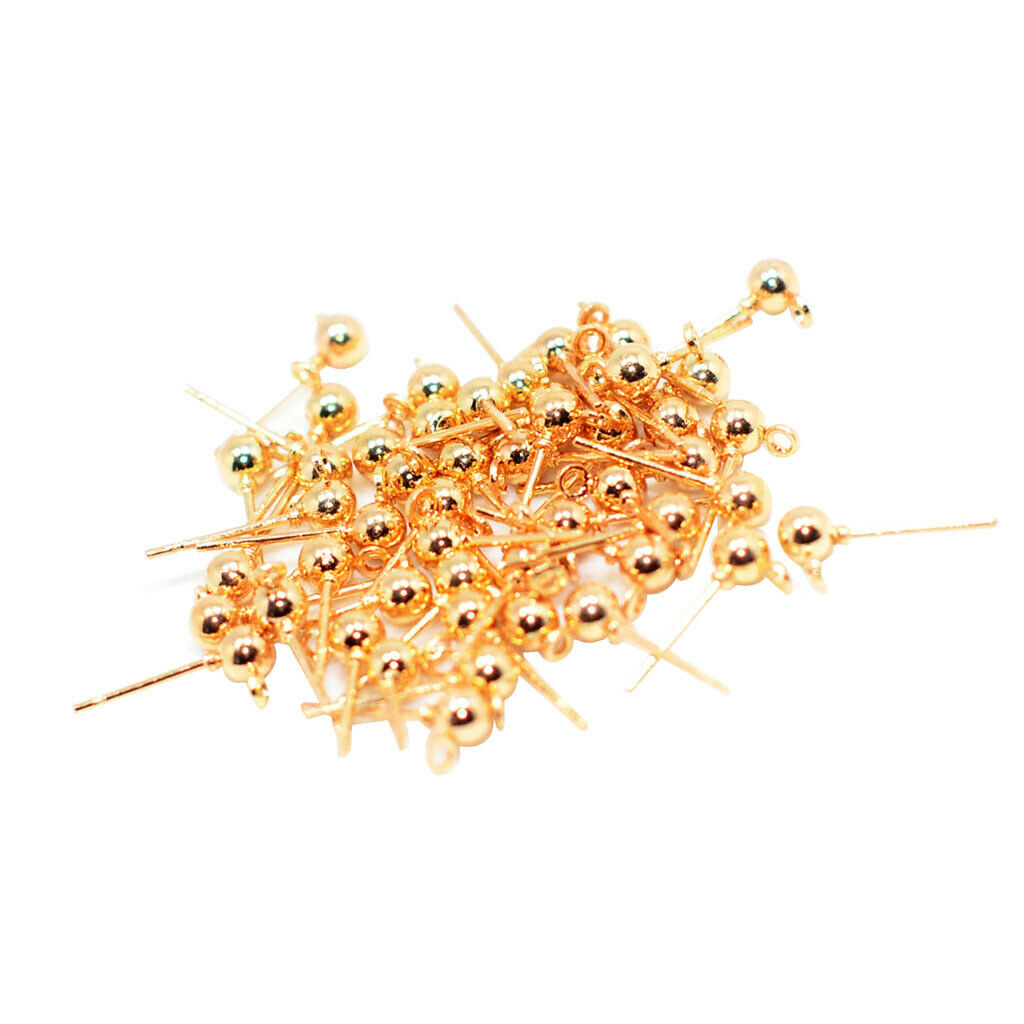 200 Pieces Ear Stud Rhinestone Ball Ear Post Stud with Loop Earring Findings