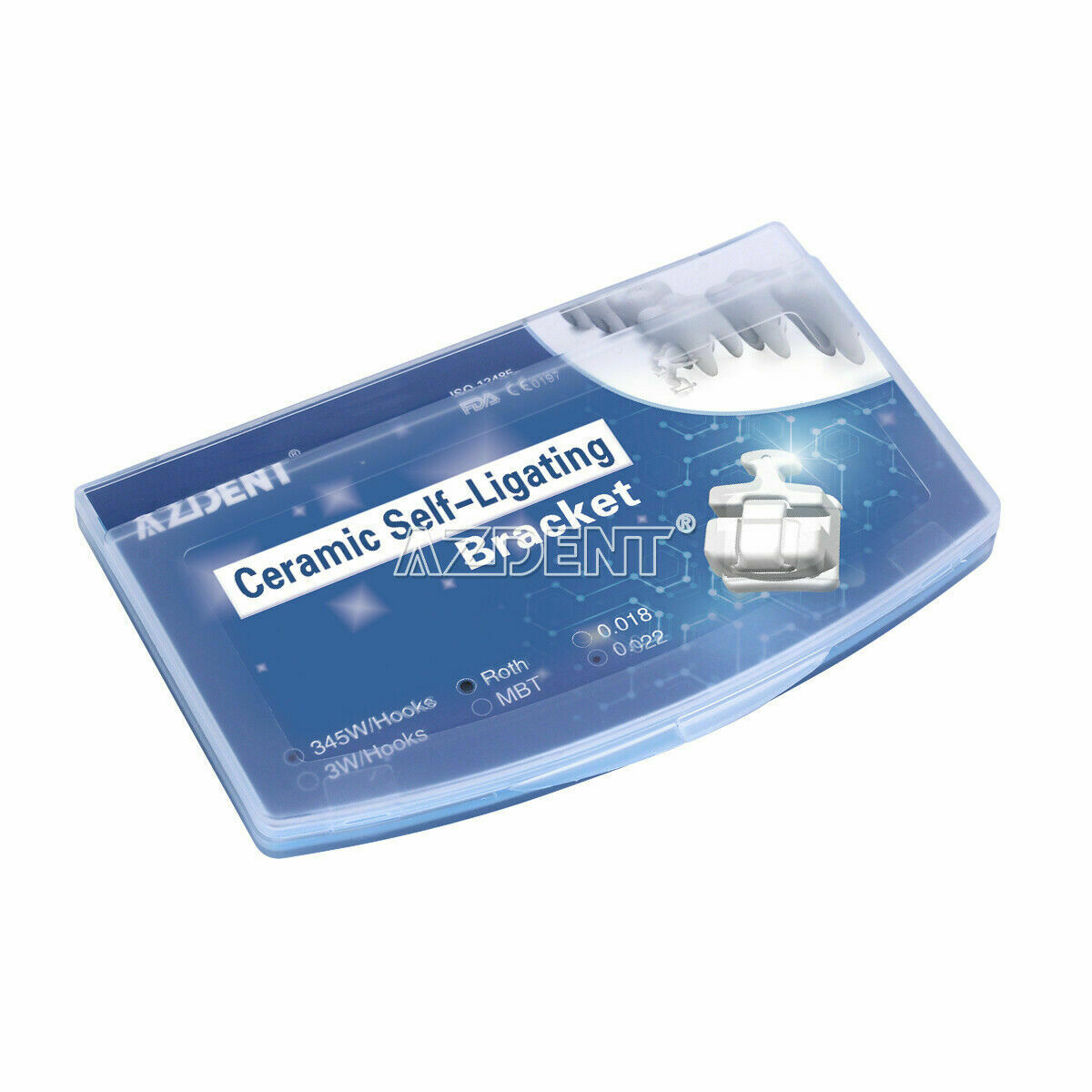 2 X Dental Ortho Ceramic Brackets Self Ligating Braces Roth 022 Hooks 345+Tool
