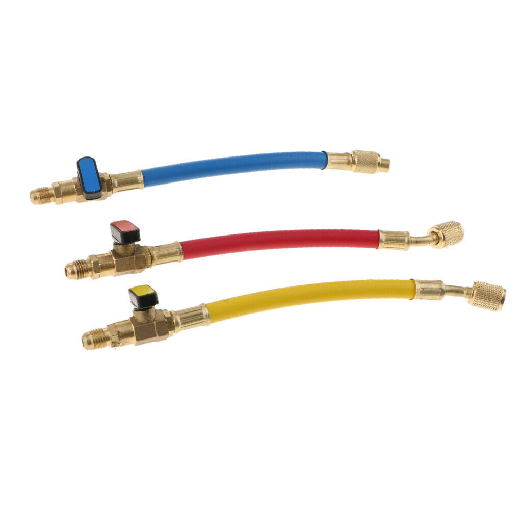 3 Pieces R134A R410A R22 A/C Refrigeration Charging Hoses with Ball Valve