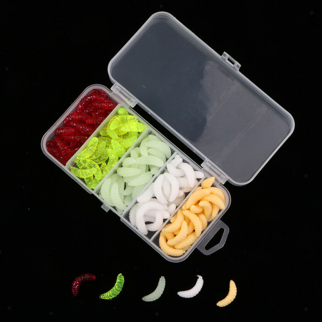125Pcs Simulation Maggot Soft Lures Bionic Grub Shape Baits for Trout