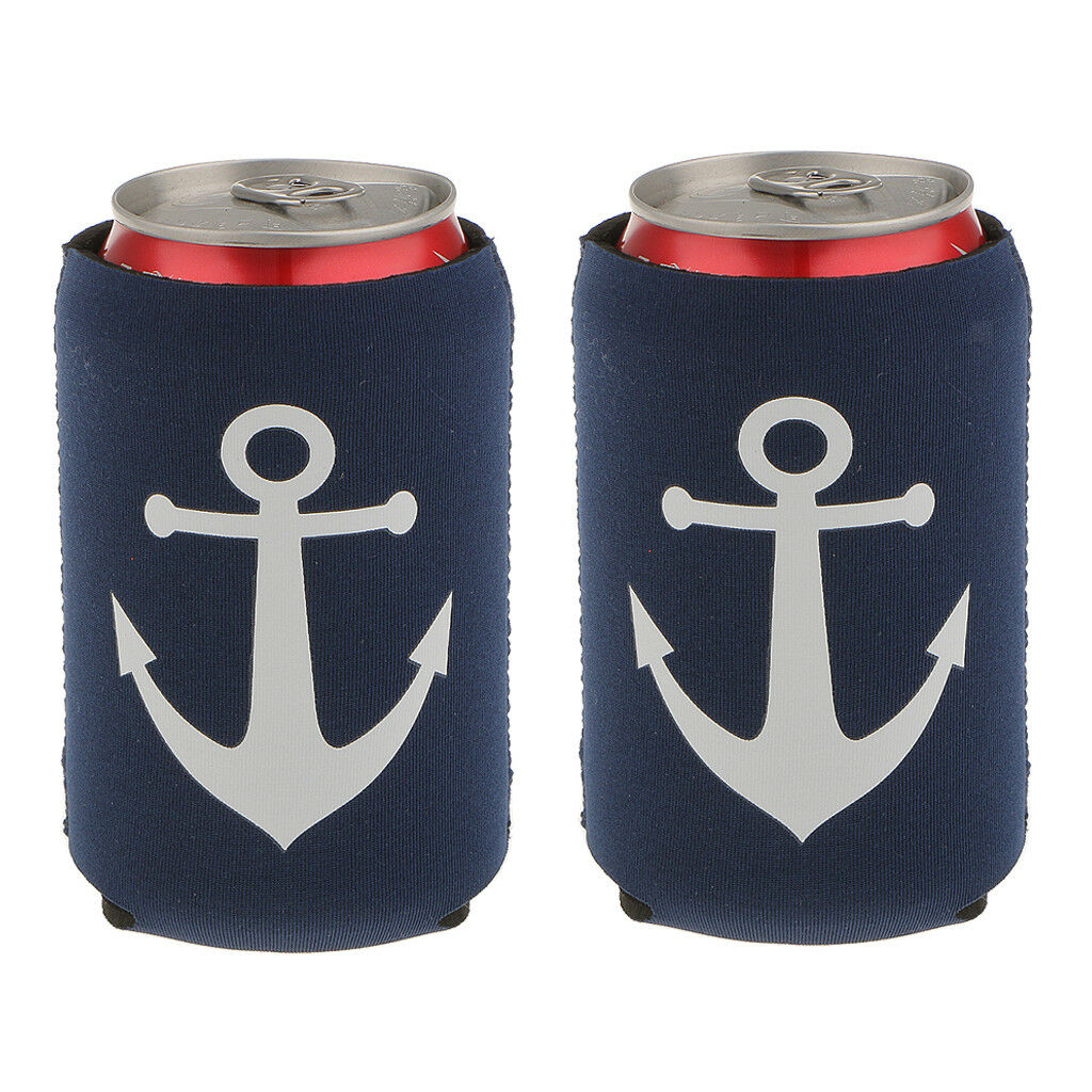 7Pcs Beer Tin Can Stubby Cooler Sleeve Holders Neoprene Black/ Red