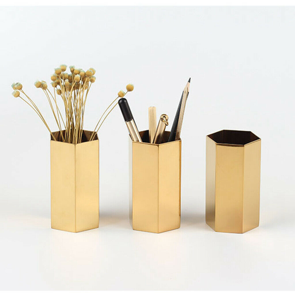 Modern Hexagonal Vase With Pen Pencil Holder And Vase For Stationery Desk