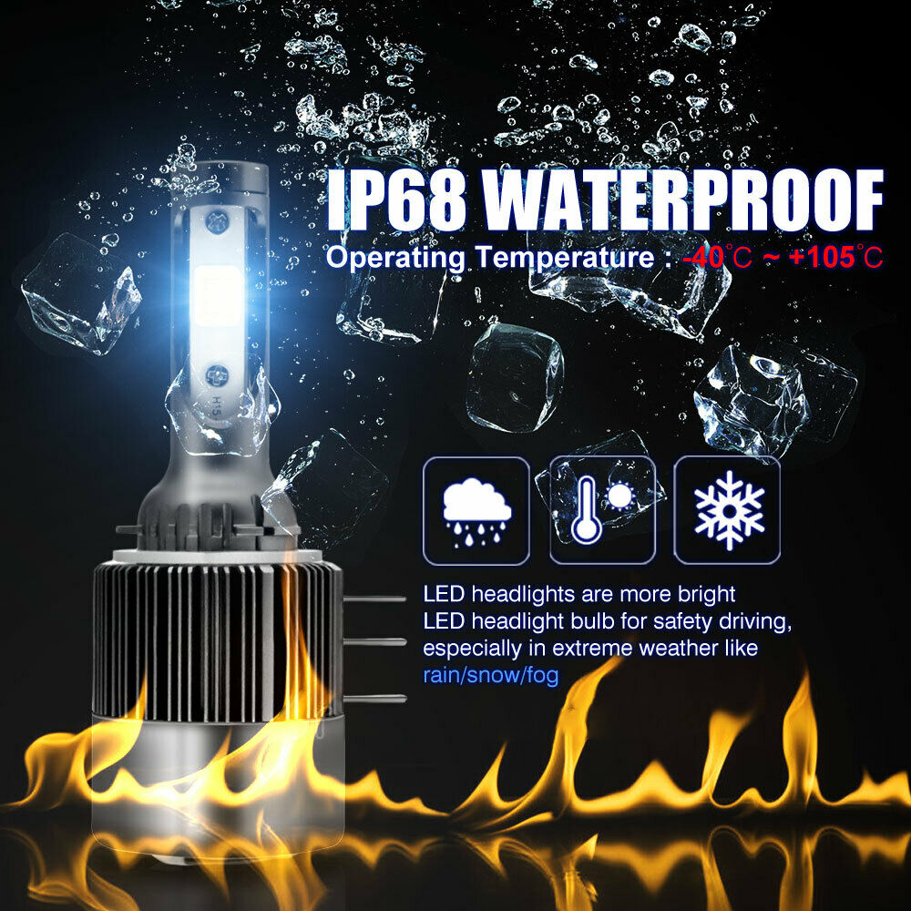 LED H15 6000K White 55W 5500LM Car LED Bulbs Headlights Set Kit