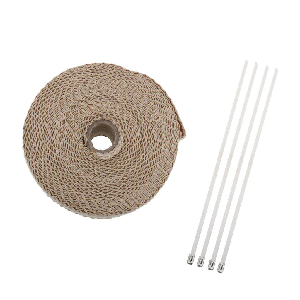 Motorcycle Cafe Racer Seat Brown +2" 32Ft Fiberglass Exhaust Heat Wrap Beige