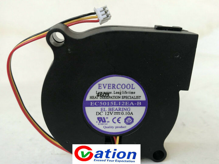 For EVERCOOL EC5015L12EA-B Mute Humidifier fan DC12V 0.10A 5CM 5015 3wire