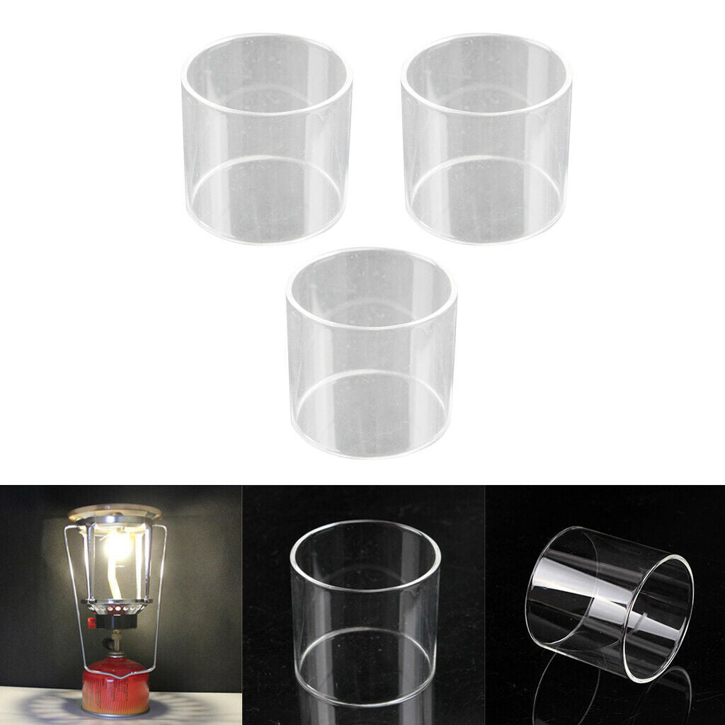 3 Pieces Camping Tent Clear Glass Shade Cylinder Lampshade Replacement M
