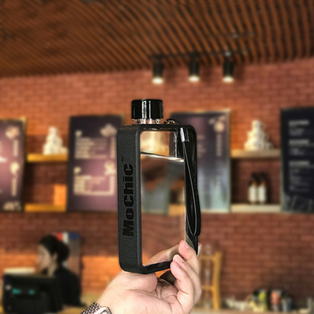 Reusable Flat Plastic Water Bottle, Special Book Shape Bottle Design Black