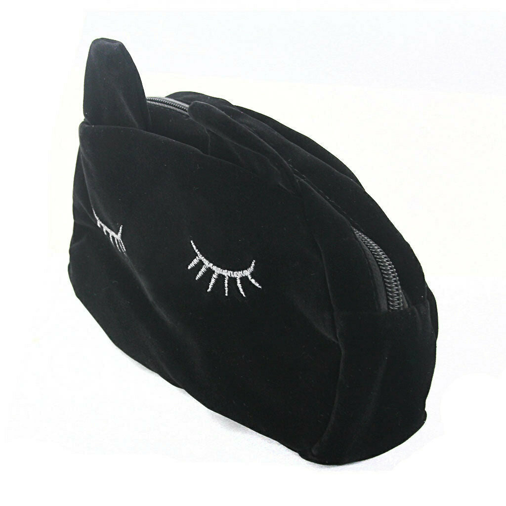 Cute Cat Storage Bag Cosmetic Makeup Toiletry Pouch Travel Bag black