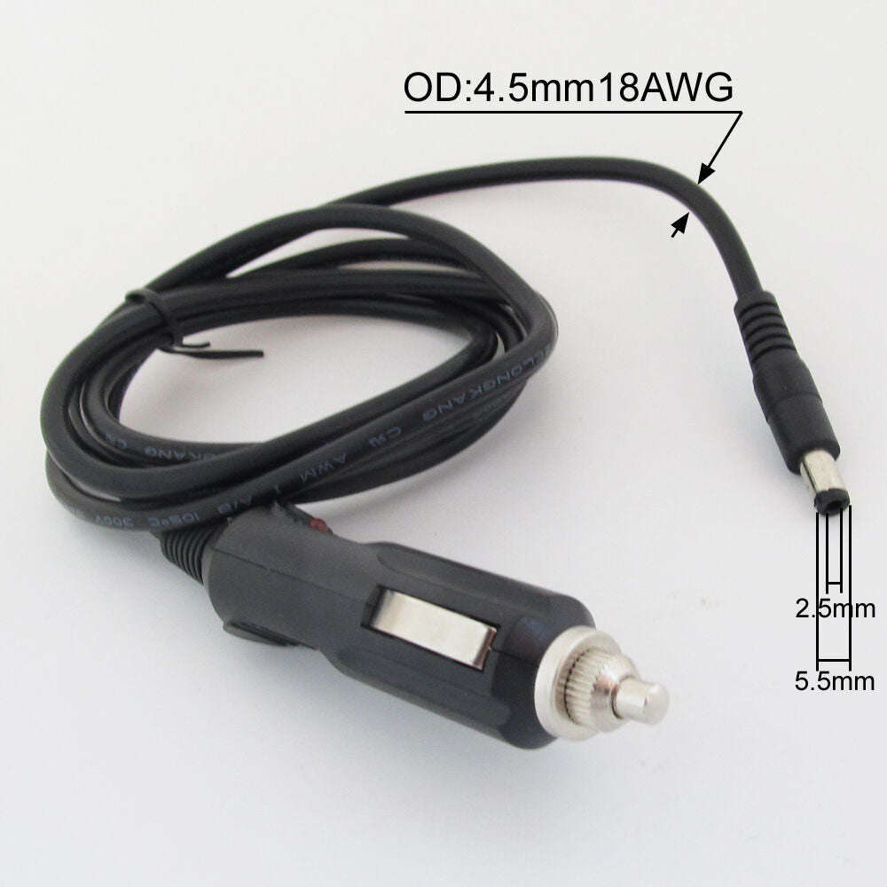 10pcs 1.5M Car Cigarette Lighter Power Supply to DC Plug 2.5x5.5mm 18AWG Cable