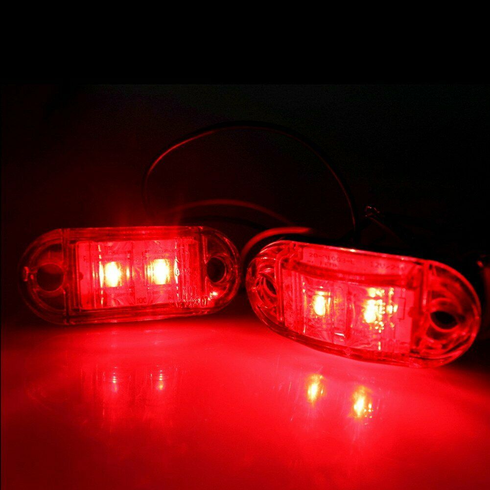 Red LED 2.6" 2 Diode Light Oval Clearance Trailer Car Truck SUV Side Marker Lamp