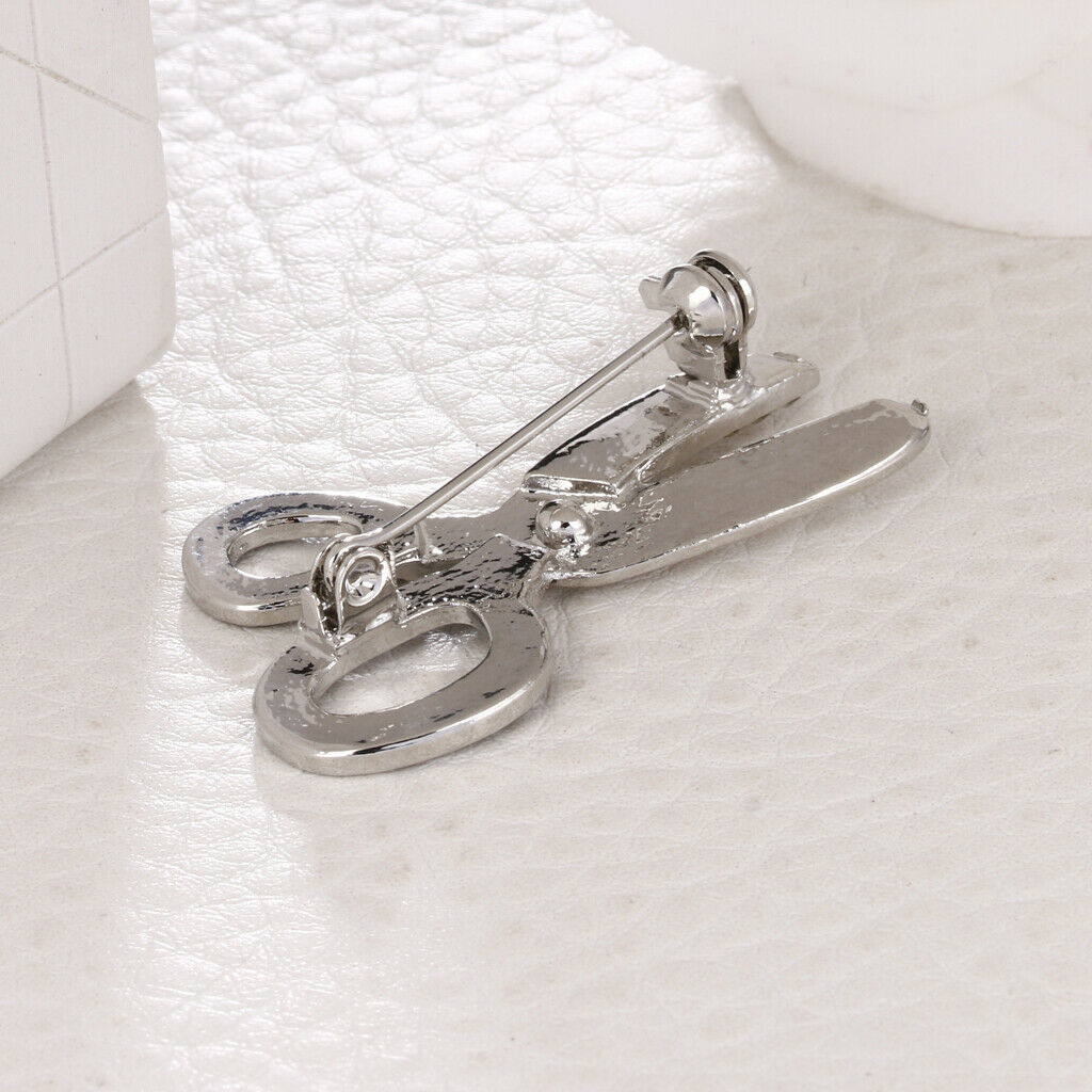 Small Scissor Crystal Rhinestone Brooch Wedding Bridal Jewelry Accessory Novelty