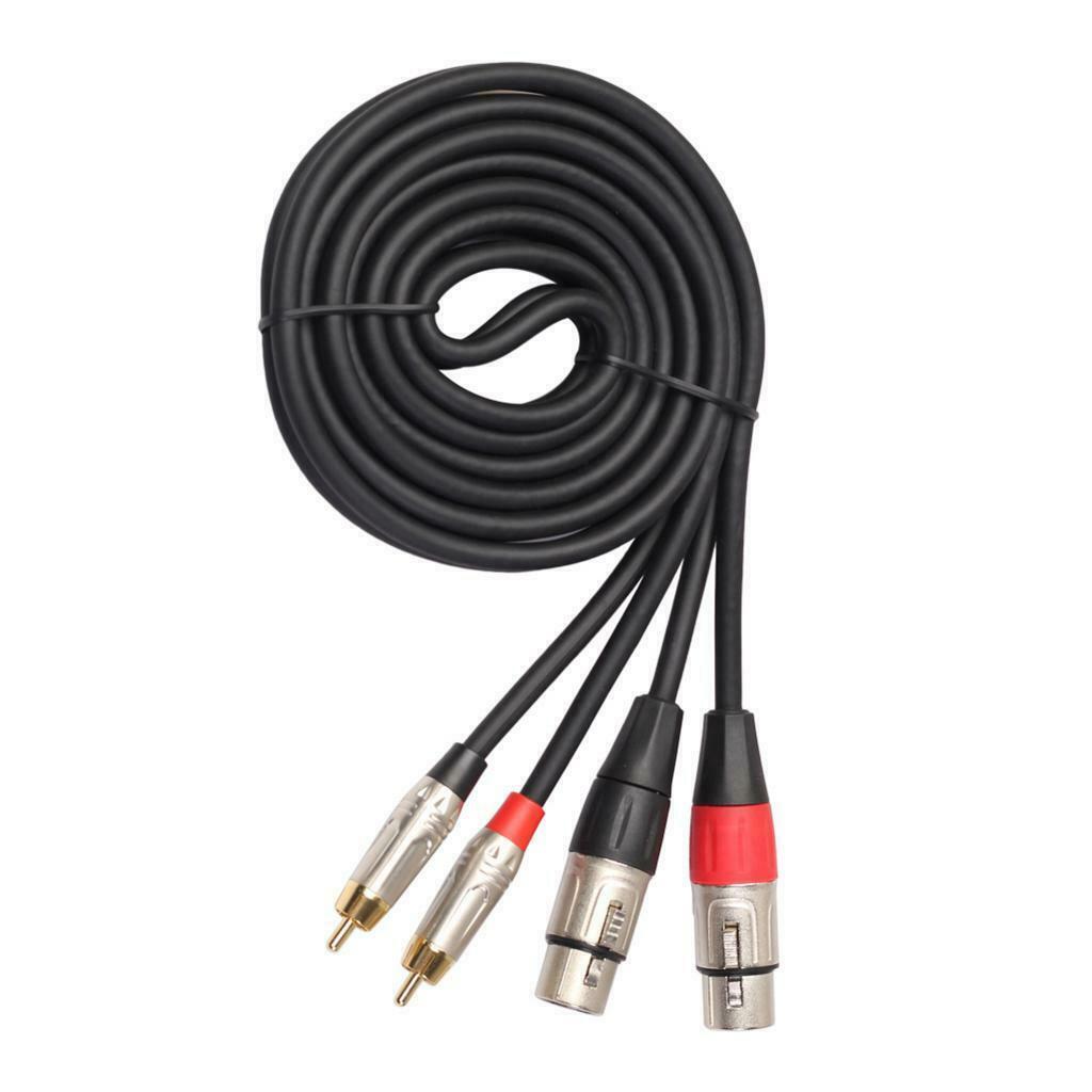 Dual Female to Dual RCA Male Signal Patch Cable Durable for Micophone 1.8m